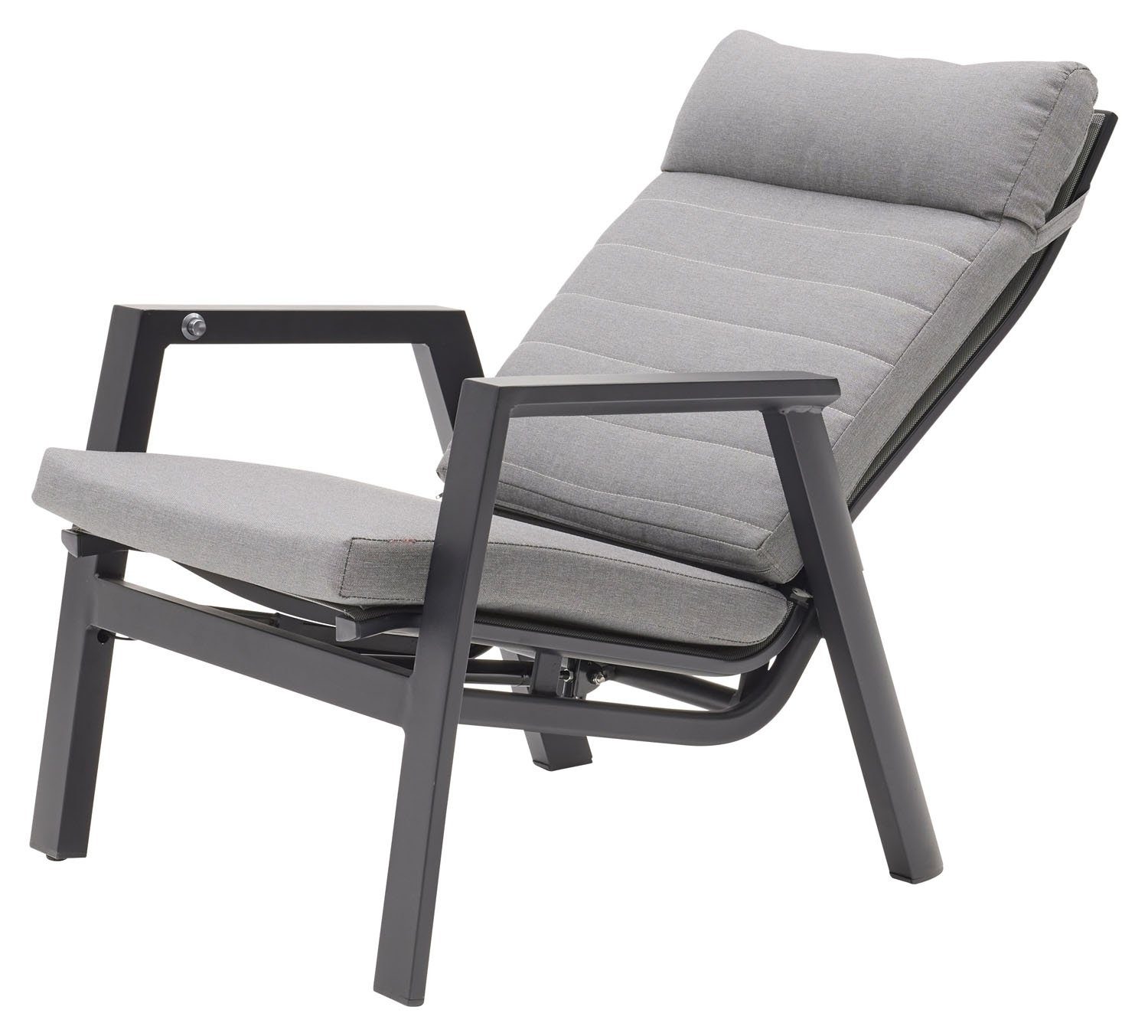 MONDO Gartensessel ASCELLA, Aluminium, Anthrazit, Grau, B 82 cm, Rückenlehne verstellbar, mit Sitz- und Rückenkissen