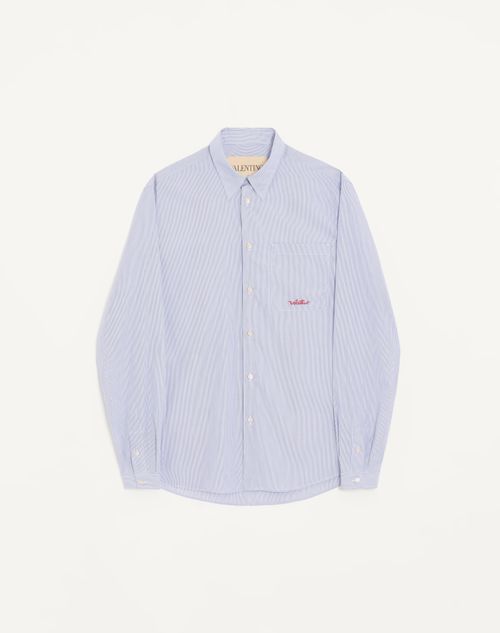 Camisa Valentino de algodão listrado com bordado Valentino