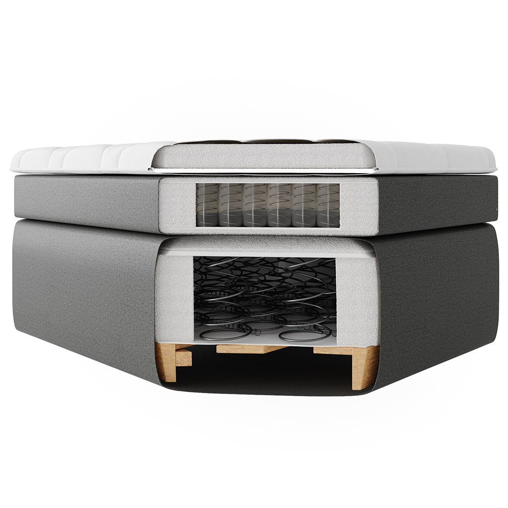 VitaliSpa® Boxspringbett Doppelbett Ehebett 180x200cm Philly Topper Schwarz