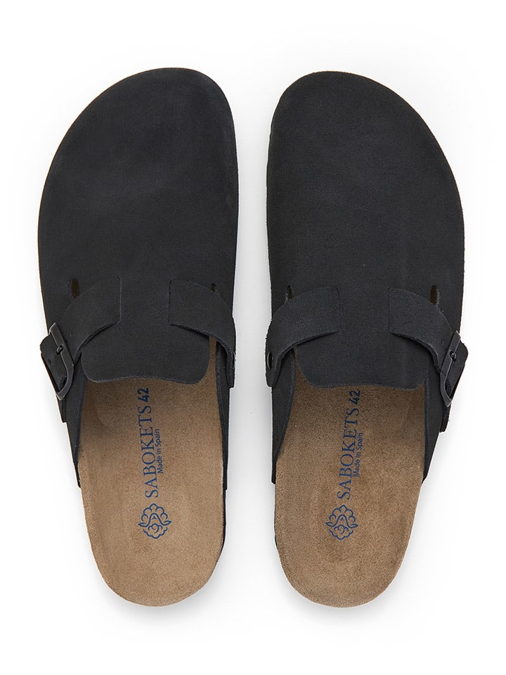 SABOKETS Leder-Clogs in Schwarz günstig kaufen