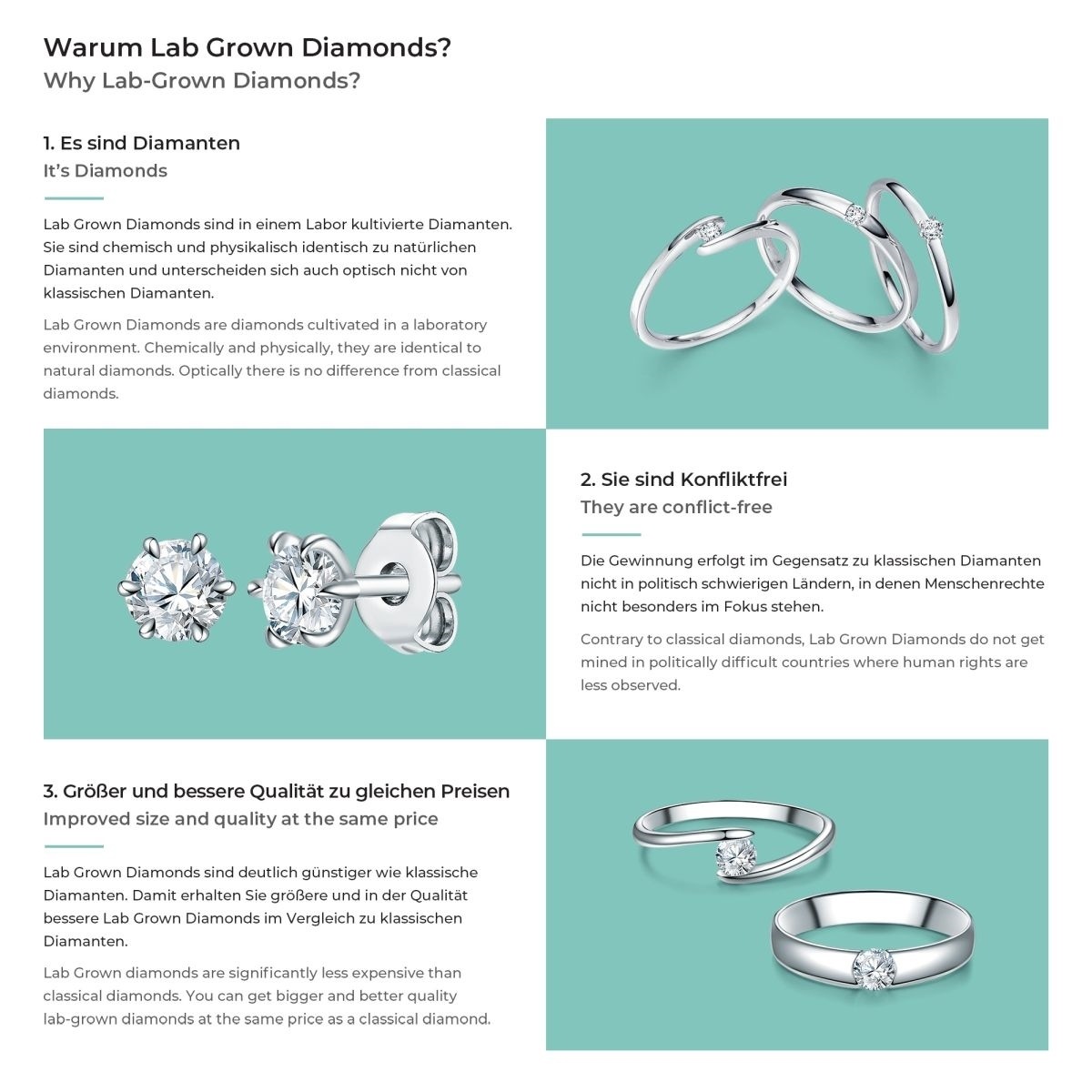 Diamant-Armband Sterling Silber Lab Grown Diamond in Silber