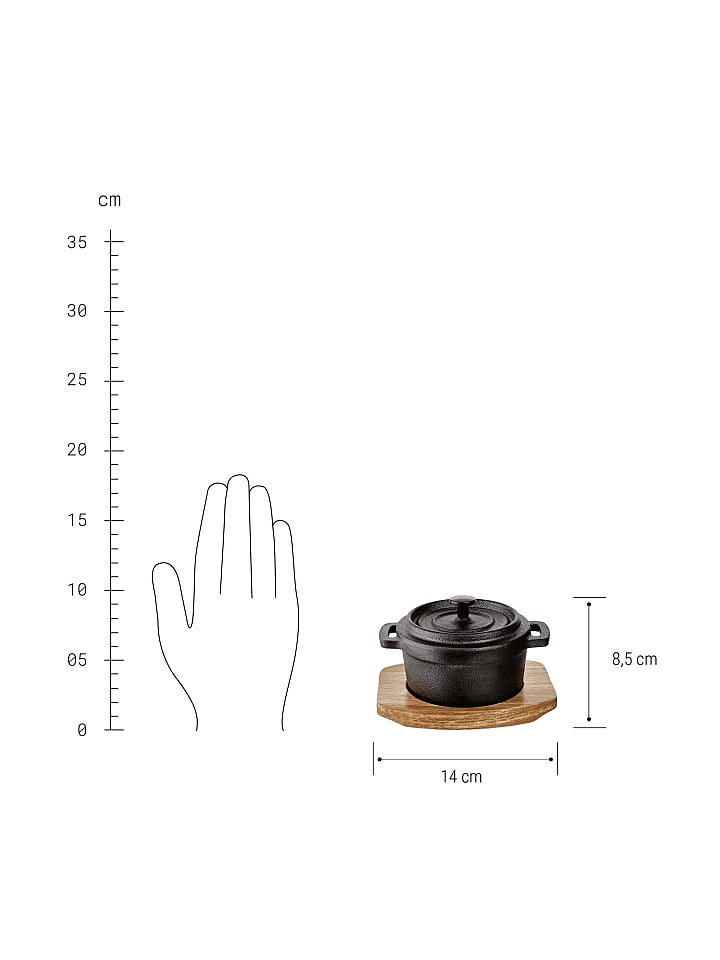 Butlers Mini-Serviertopf mit Holzuntersetzer L 14 x B 11cm HOT IRON in Schwarz günstig kaufen onesize