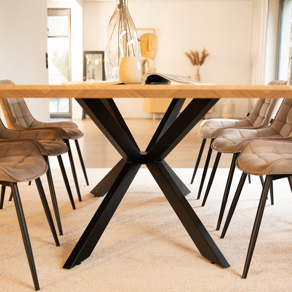 Home Deluxe HOME DELUXE Esstisch Eckig AVENCIA inkl. Sternfuß - 160 x 100 cm Fishbone Oak