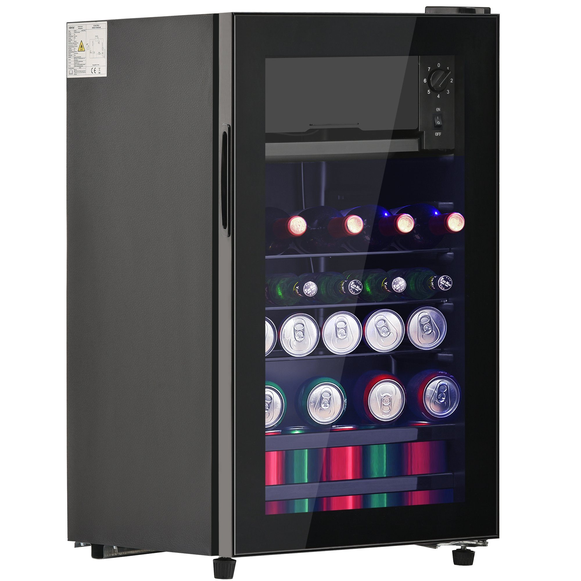 Ulife Getränkekühlschrank SC-76A, 71.6 cm hoch, 40 cm breit, höhenverstellbare Füße, Gefrierfach 6L, Kühlfach 70L, Energieklasse F