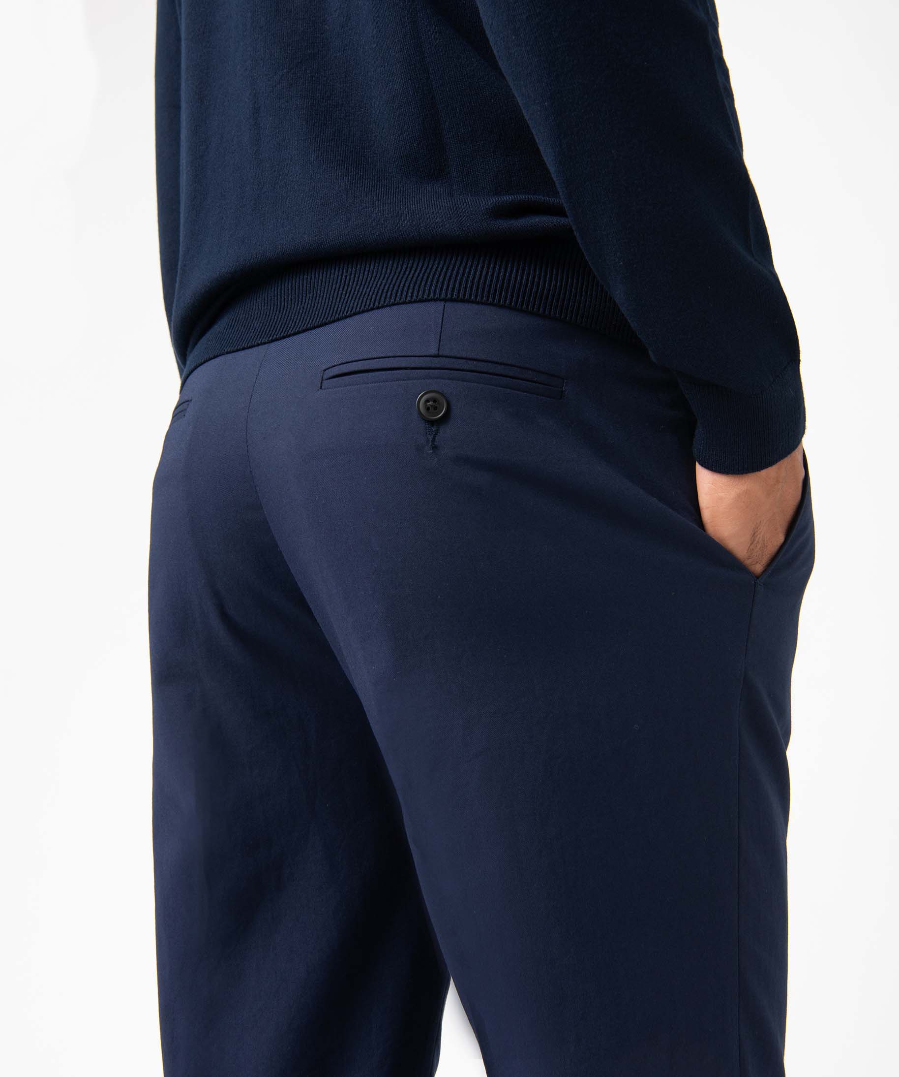 Pantalon de costume homme en toile coupe droite bleu fonce | GEMO