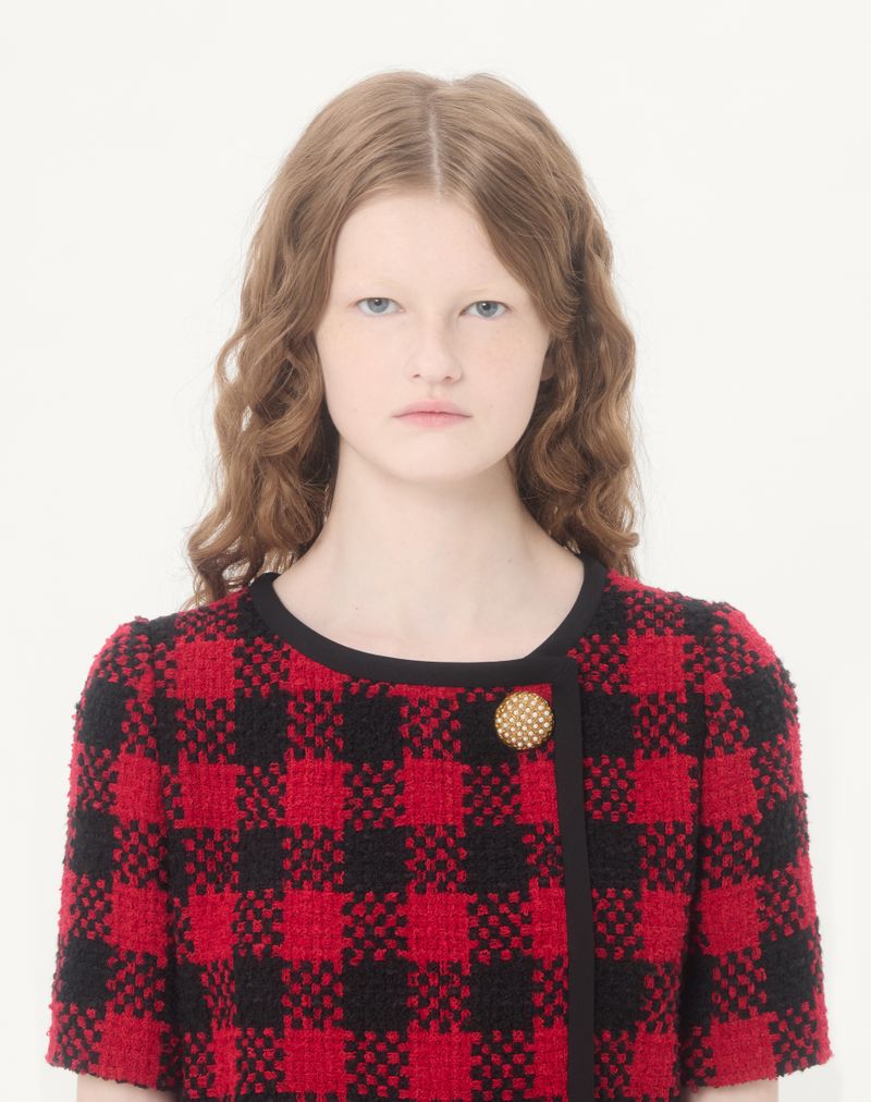 Vestido curto de tweed Damier