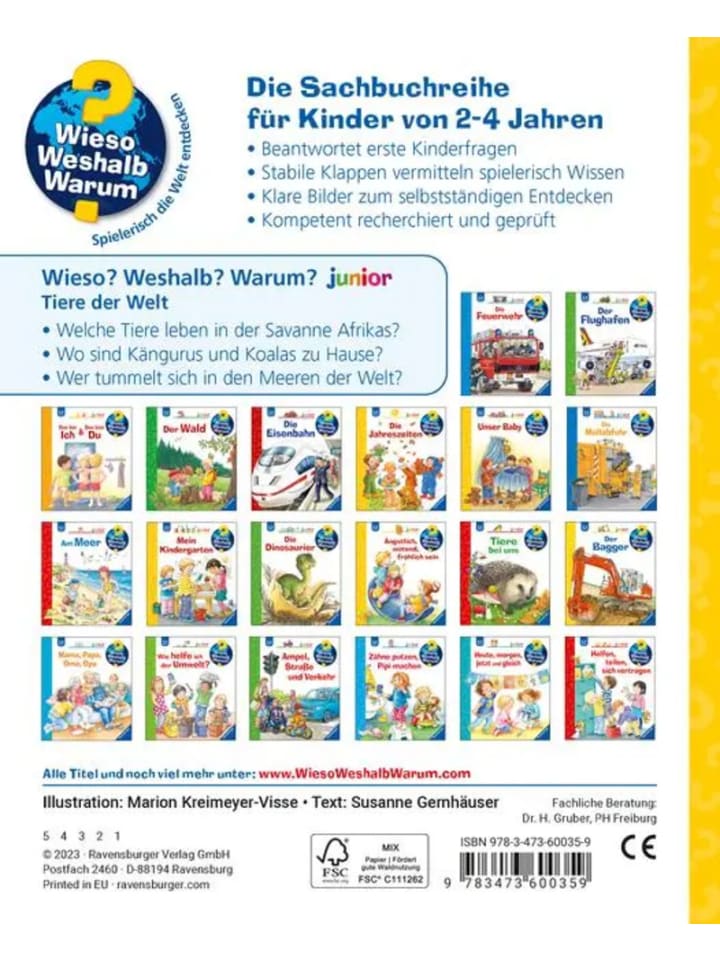 Ravensburger Wieso? Weshalb? Warum? junior, Band 73 - Tiere der Welt günstig kaufen onesize