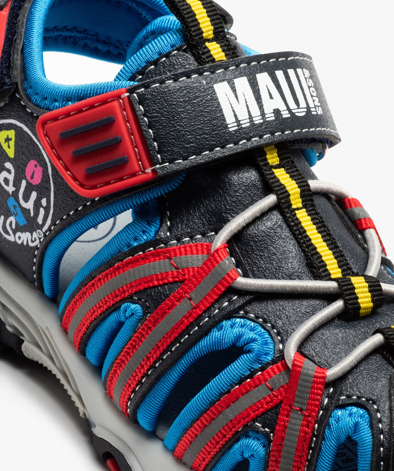 Sandales Garçon multicolores à double scratch - Maui & Sons gris | GEMO