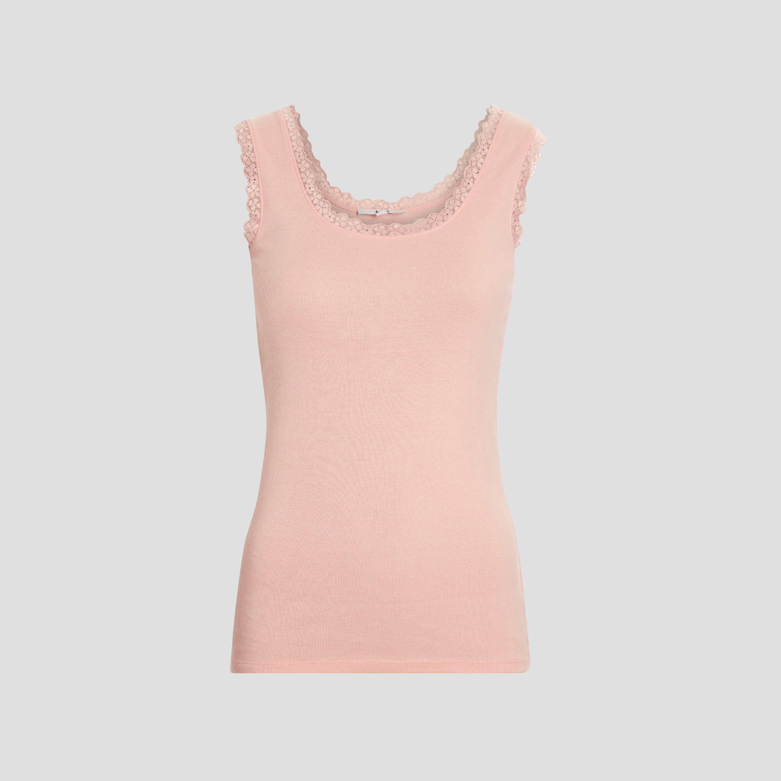 Débardeur bords festonnés à l'encolure rose corail femme | La Halle