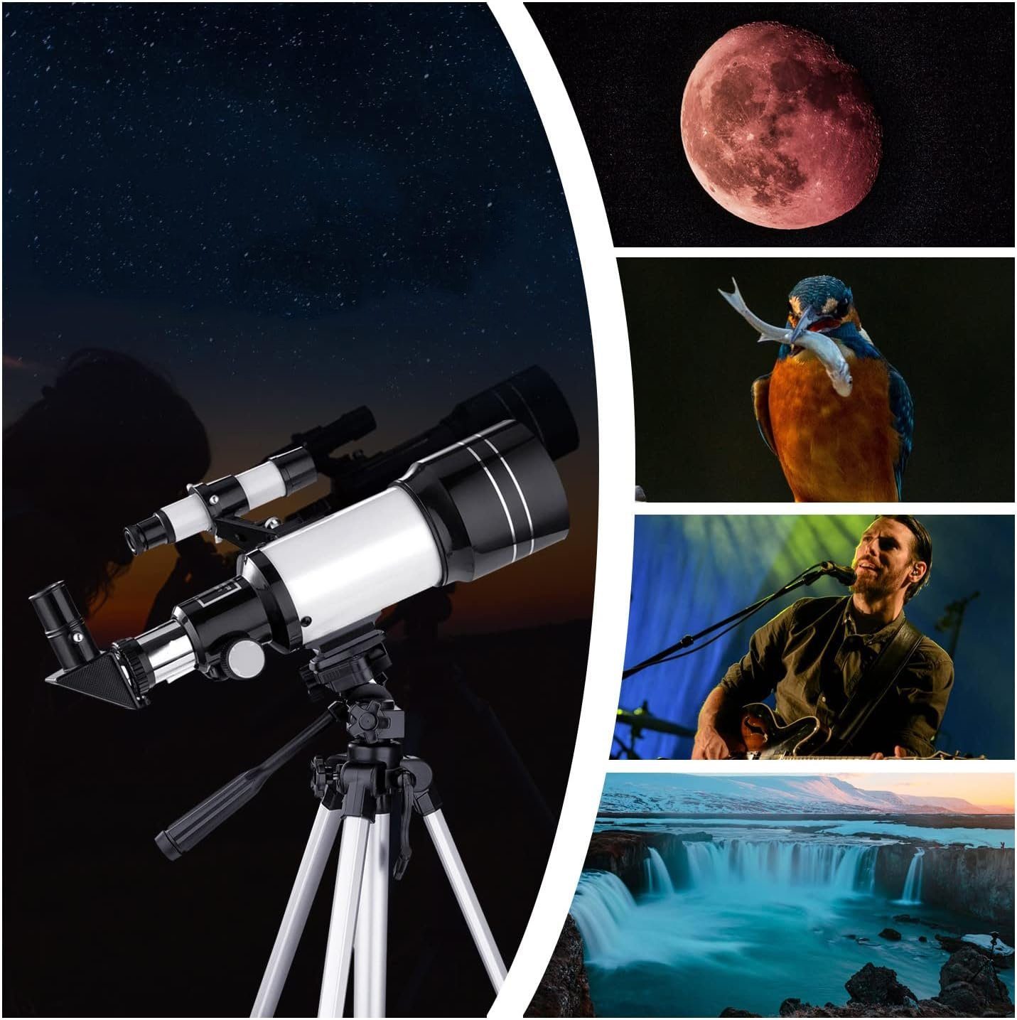 AKKEE Teleskop Teleskop Astronomie Teleskope für Kinder Erwachsene, 70 mm Blenden-Refraktor-Teleskope tragbares Reise-Teleskop