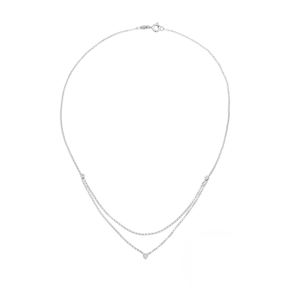 Elli Elli Collier Femmes Basique Couches Look avec Cristaux en Argent Sterling 925 collier
