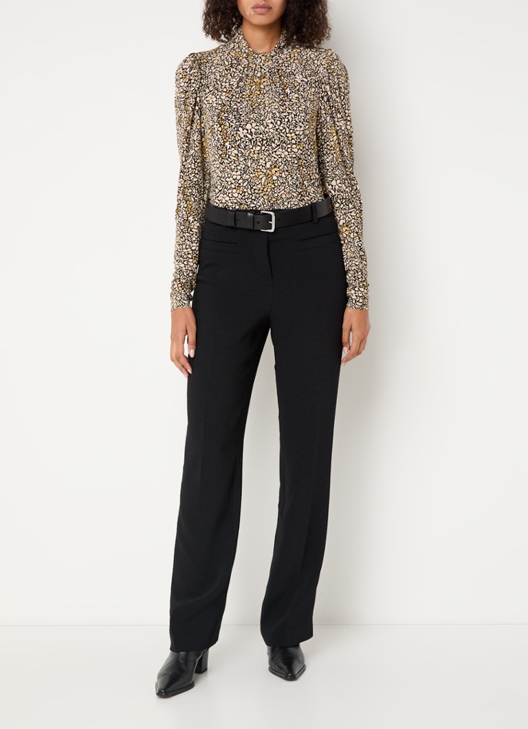 ba&sh Shine tunic with floral print and stand-up collar