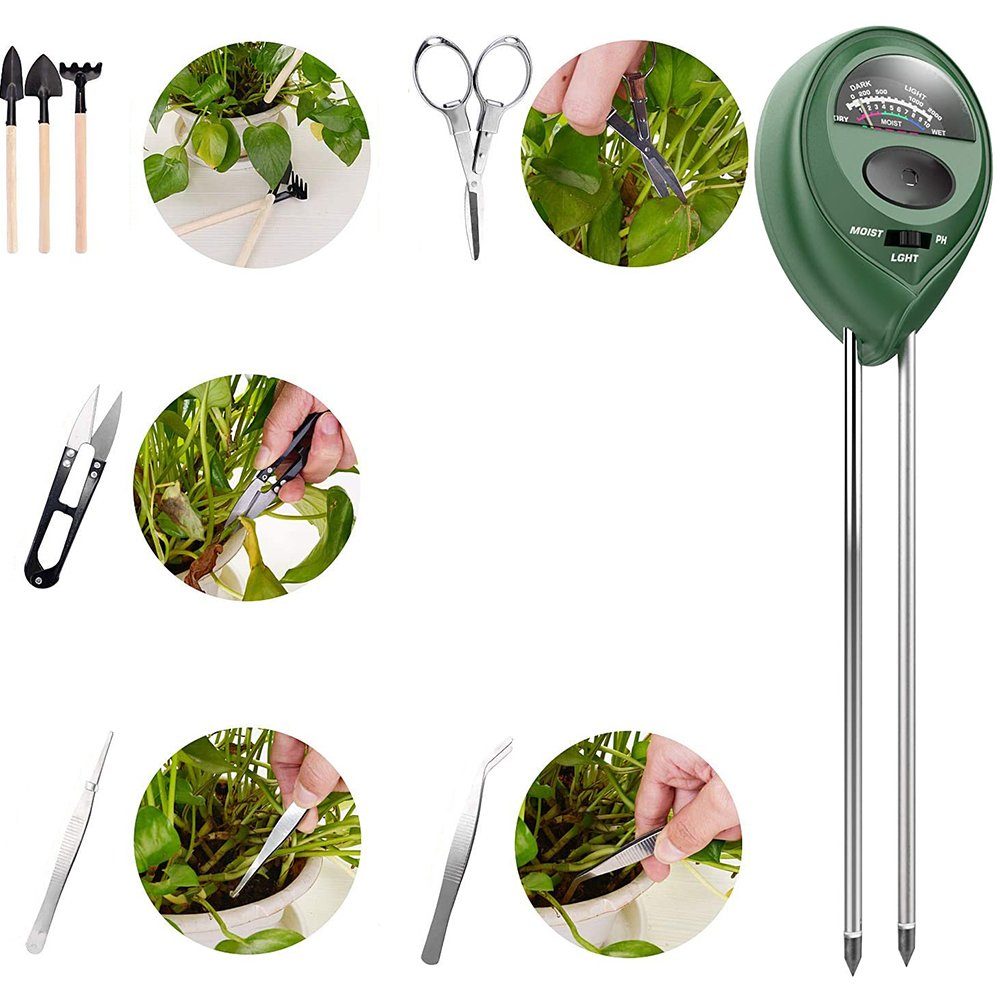 FeelGlad Bodenthermometer Bonsai-Werkzeuge, Feuchtigkeitssensor, 10-tlg.