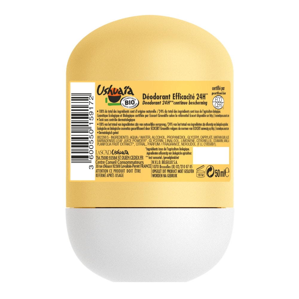 ushuaïa Ushuaia Bio Déodorant Bille Certifié Bio Vanille 24h