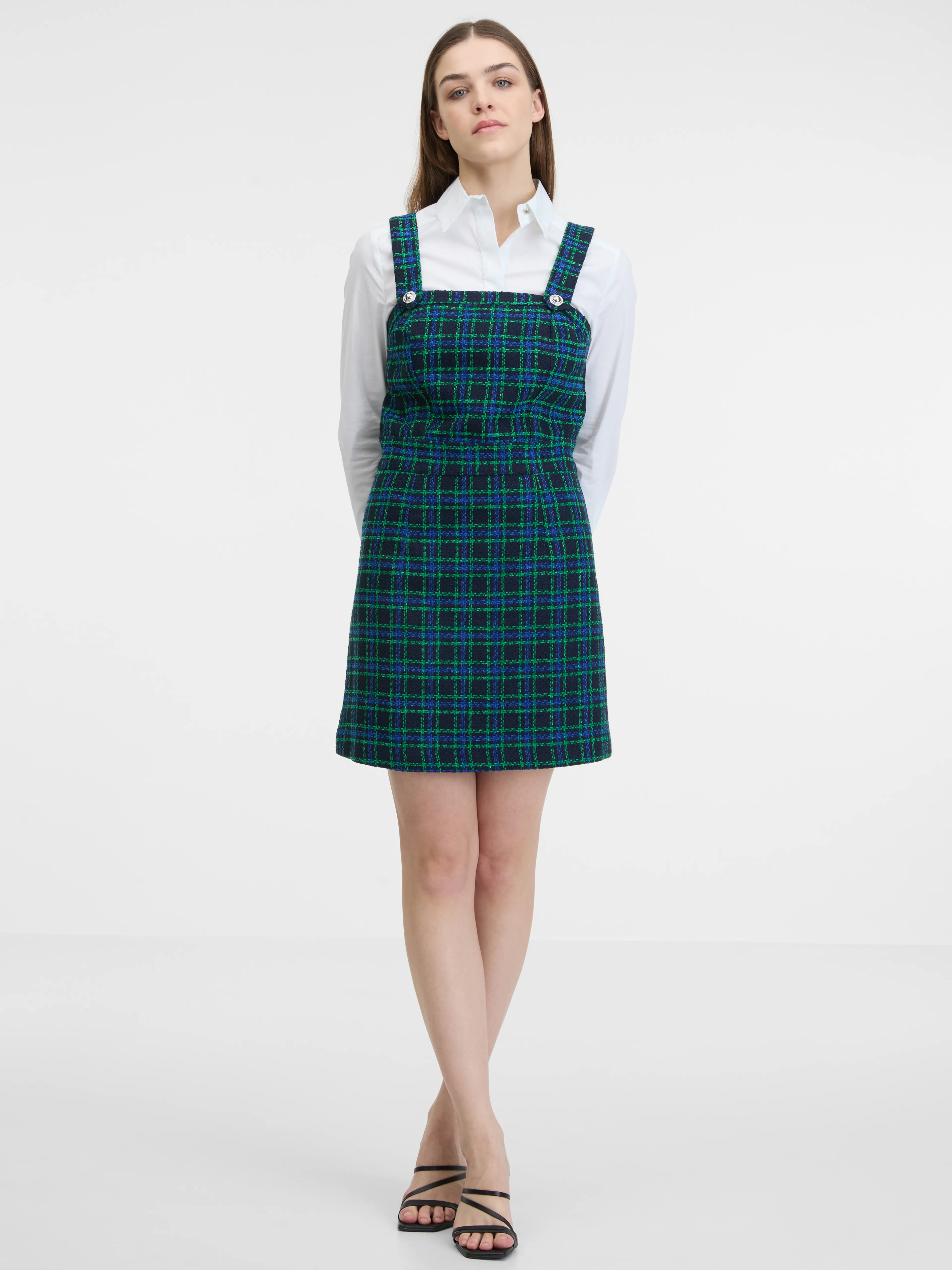 Dunkelblau kariertes Kleid für Damen ORSAY