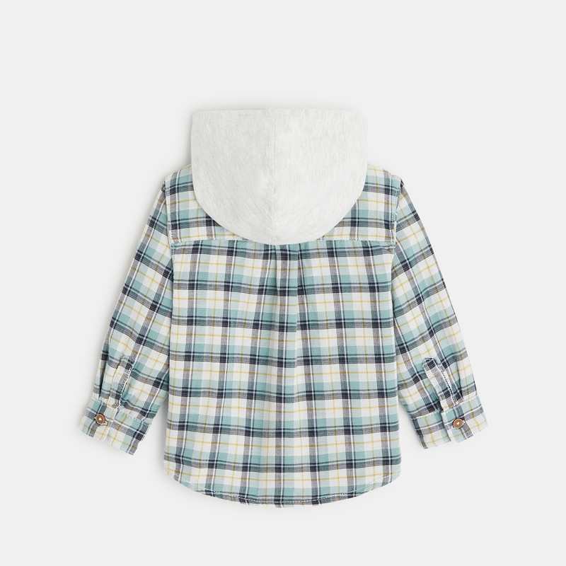 Chemise à carreaux à capuche verte bébé garçon