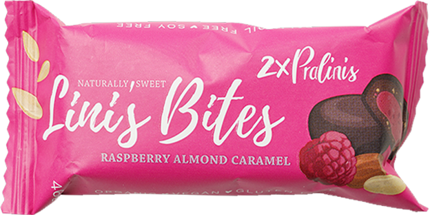 Lini's Bites Bio Pralinis Raspberry Almond Caramel