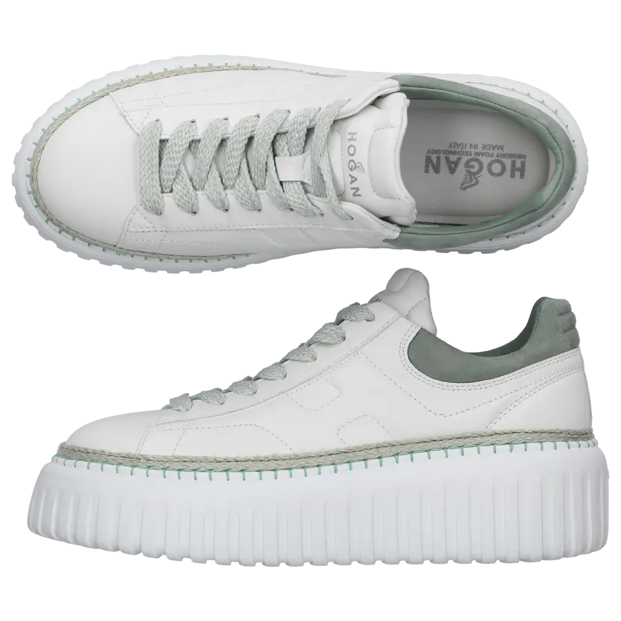 Hogan - Sneaker low Plateau H-STRIPES Kalbsleder - weiß