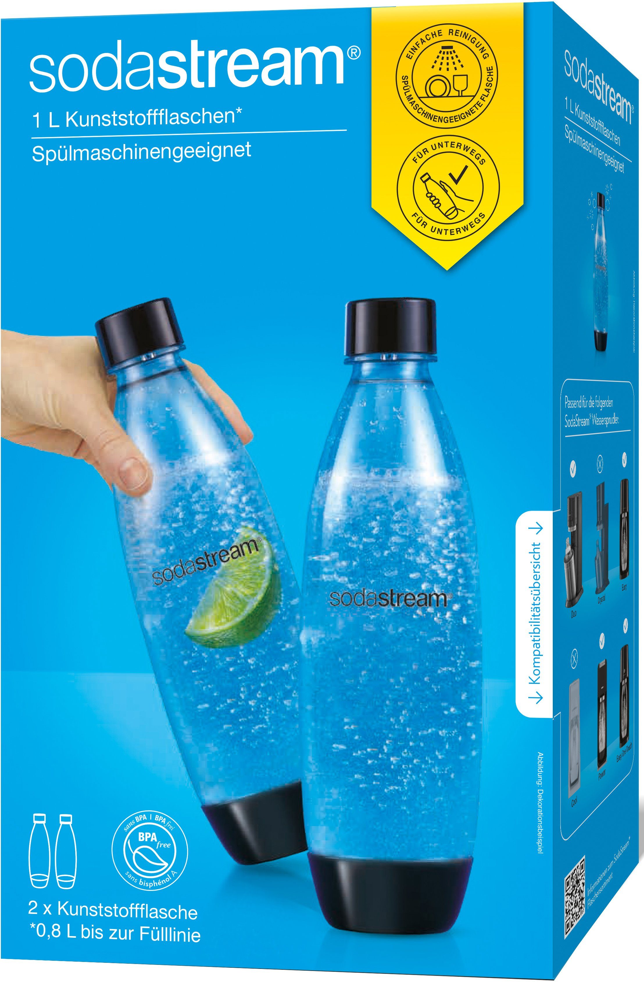 SodaStream Wassersprudler Flasche DuoPack Fuse, (Set, 2-tlg), Kunststoff,Ersatzflaschen für SodaStream Wassersprudler + PET-Flaschen