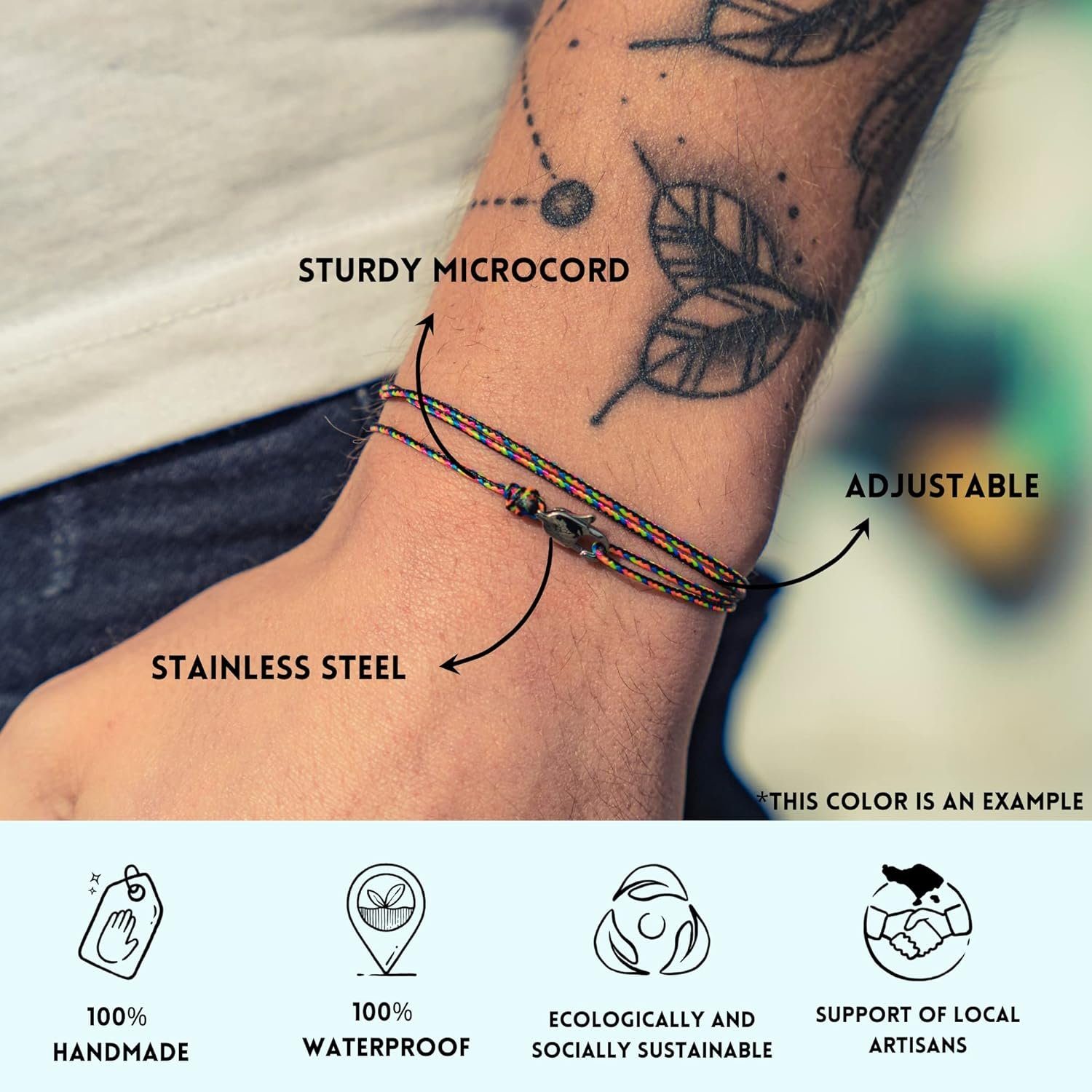 Made by Nami Wickelarmband Minimalistisches Armband mit Karabinerhaken Herren Armband Damen, Maritimes Armband Wasserfest & Verstellbar