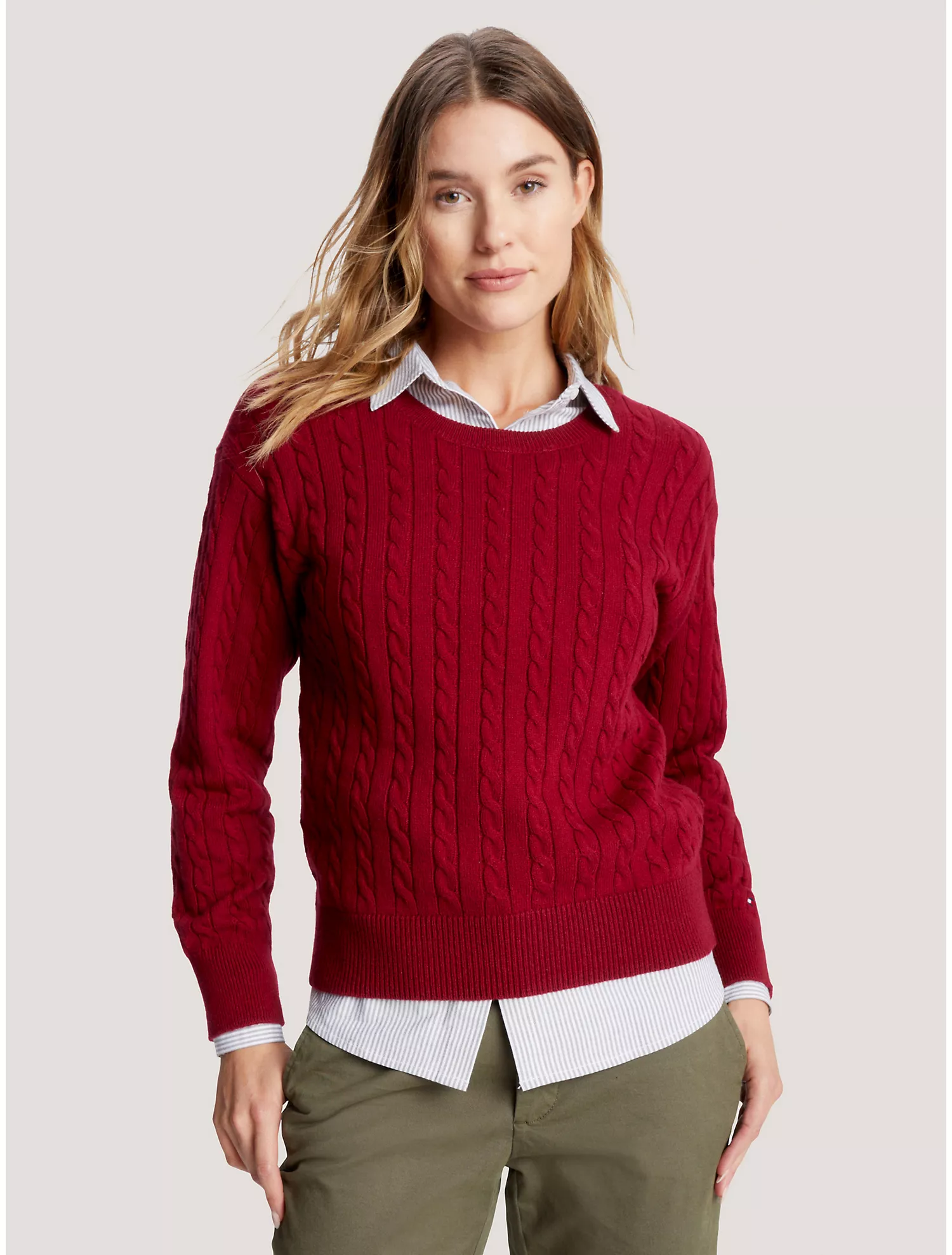 Relaxed Fit Cable Knit Sweater