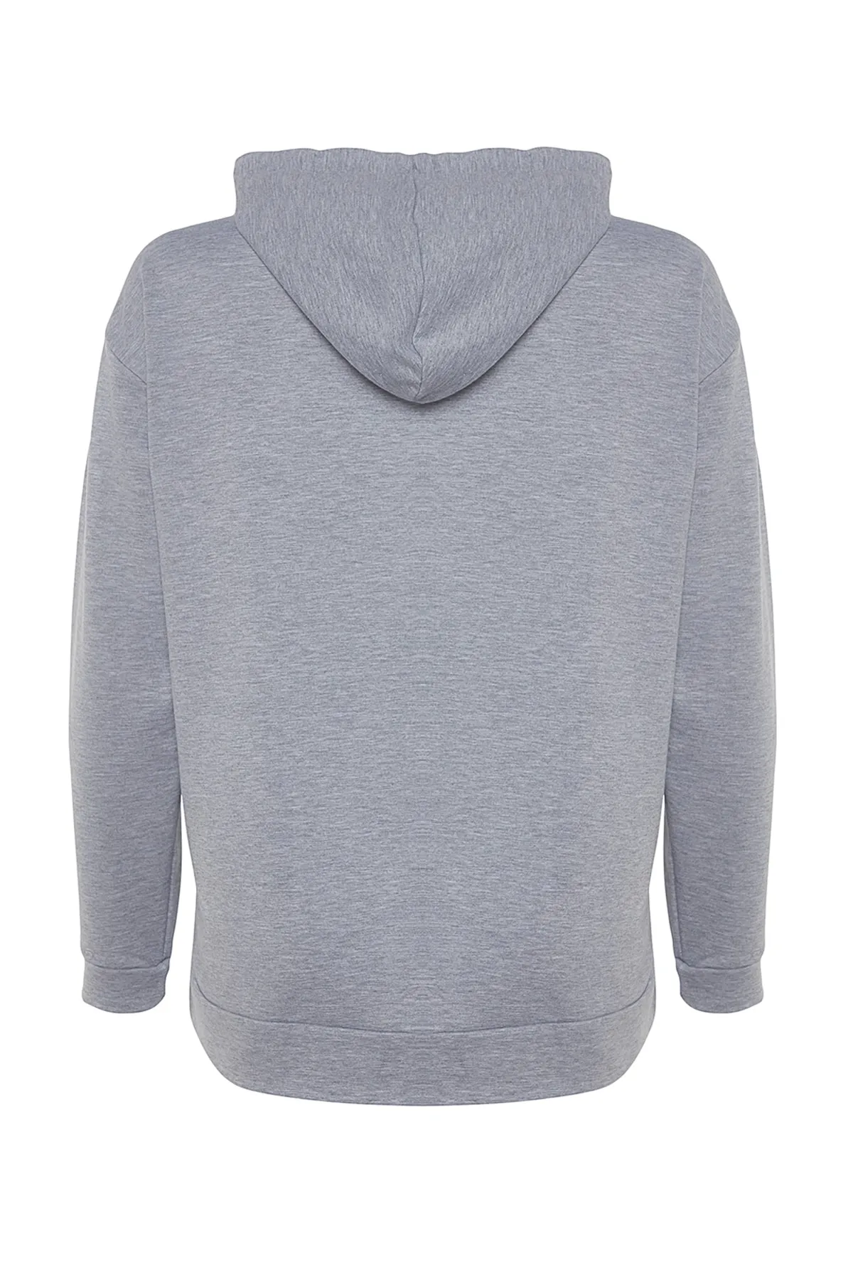 Trendyol Curve  Graues, dünnes Strick-Sweatshirt mit Kapuze und Reißverschluss TBSSS22SW0169