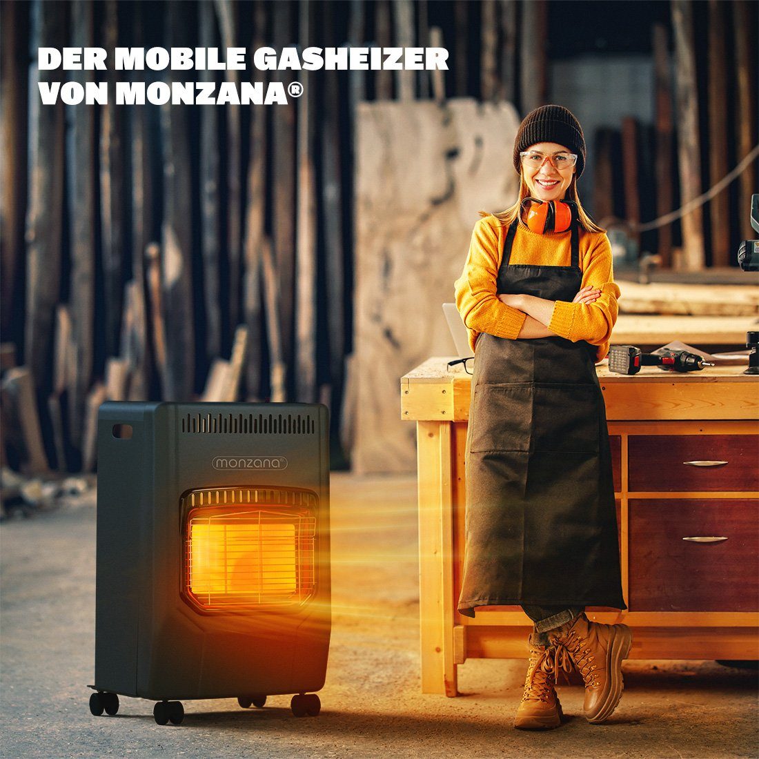 monzana Heizlüfter, Gasheizung 4200W Gasofen 3 Heizstufen 50cm Gasschlauch Heizlüfter