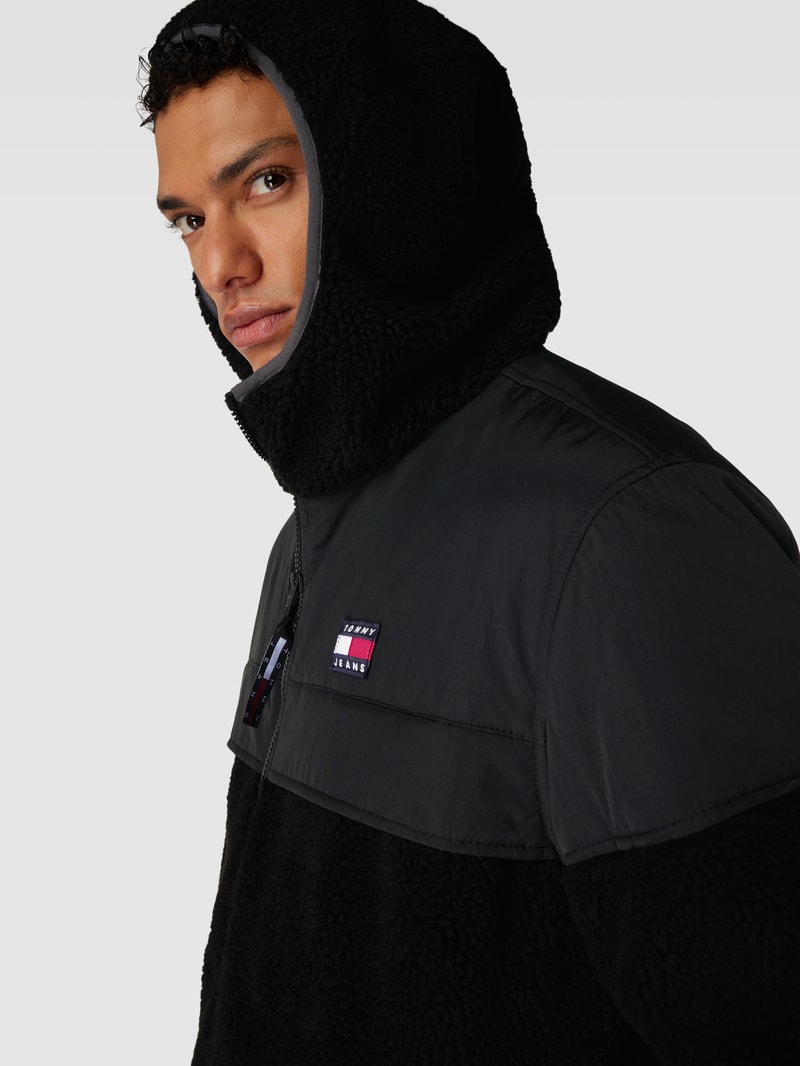 Sherpa Jacket in Two-Tone-Machart Modell 'CHICAGO' in schwarz