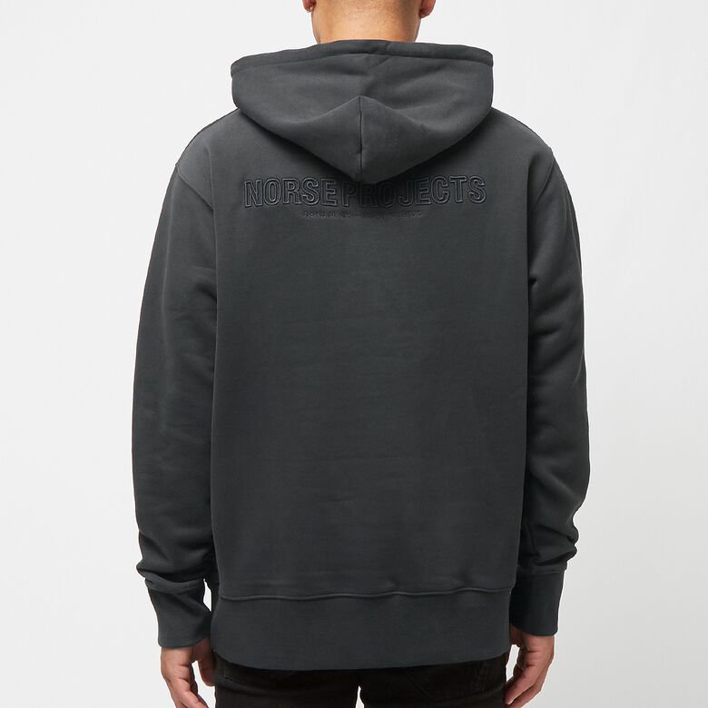 Norse Projects Arne Relaxed Organic Brushed Fleece N Logo Hoodie Black