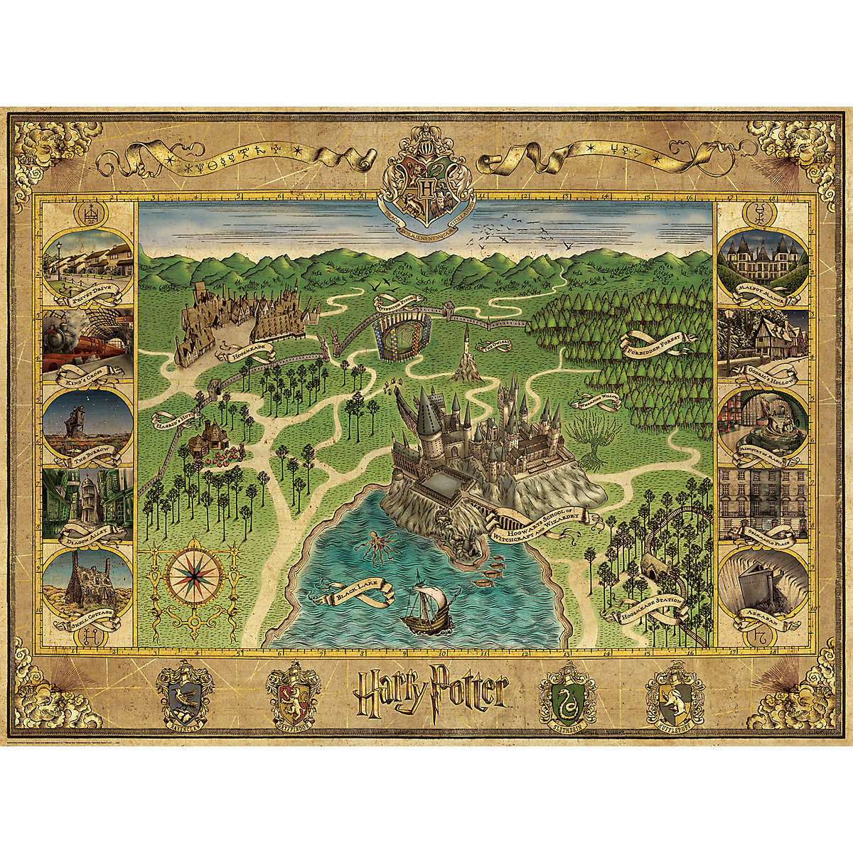 Puzzle Hogwarts Karte, 1.500 Teile