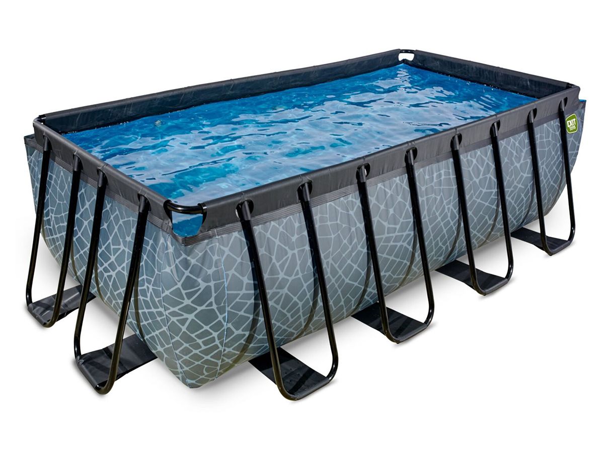 EXIT Stone 400 x 200 x 122 Pool mit Sandfilterpumpe & Stufen