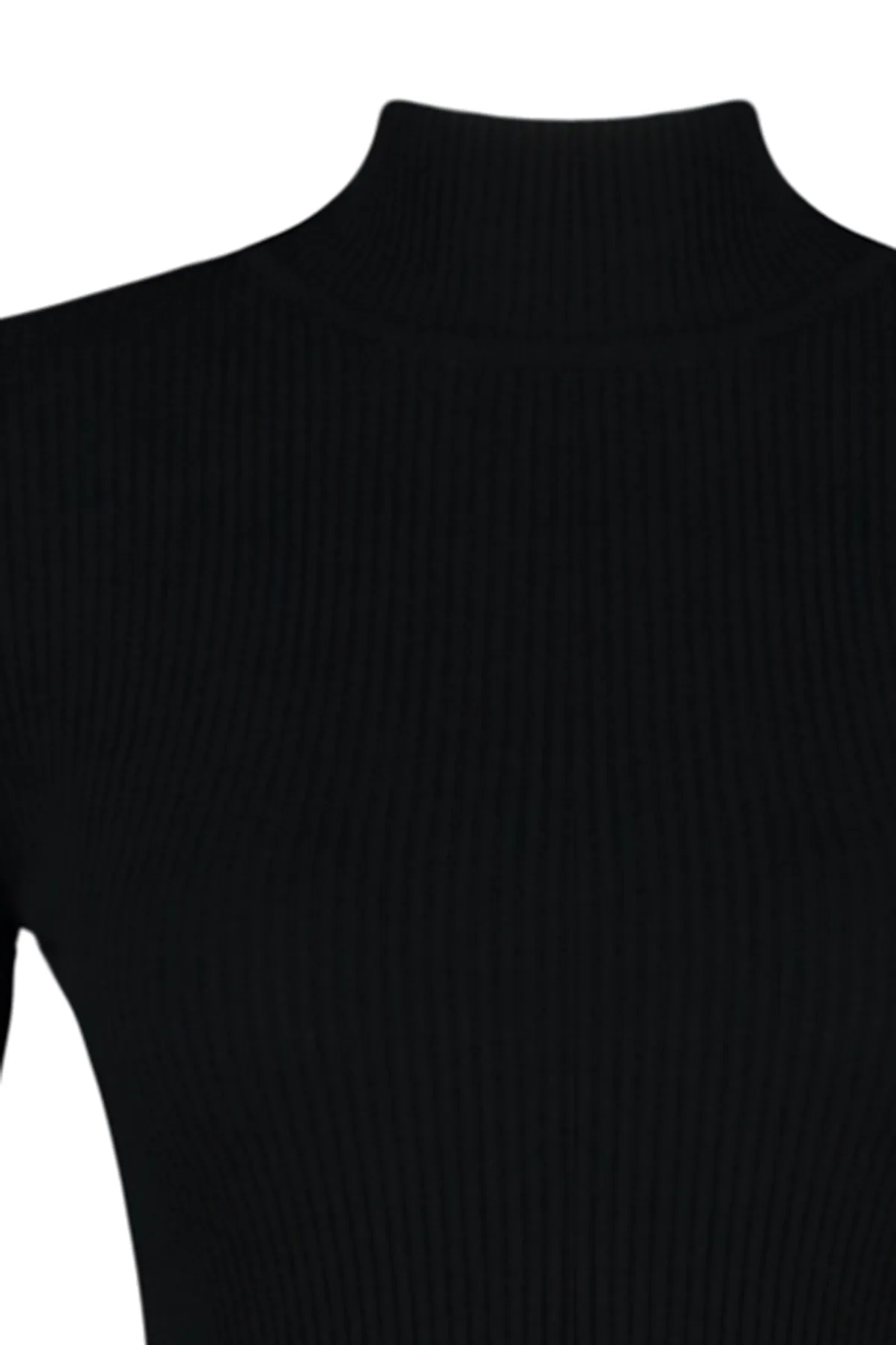 Trendyol Collection  Schwarzes Premium-Garn/Spezialgarn, geripptes Basic-Strickoberteil-Set TWOAW24AU00005