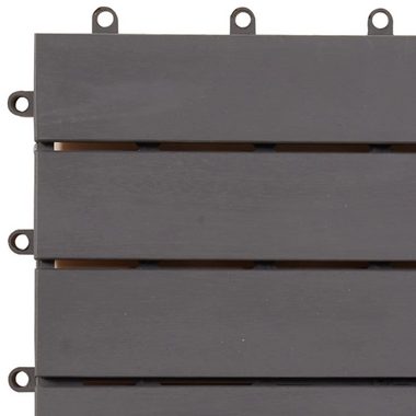 Teppichboden Terrassenfliesen 10 Stk. Grau 30 x 30 cm Massivholz Akazie, vidaXL, Höhe: 240 mm