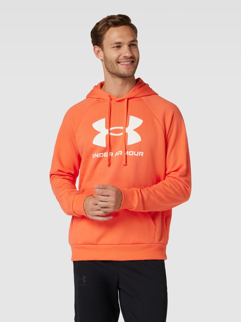 Hoodie mit Label-Print Modell 'Rival' in orange