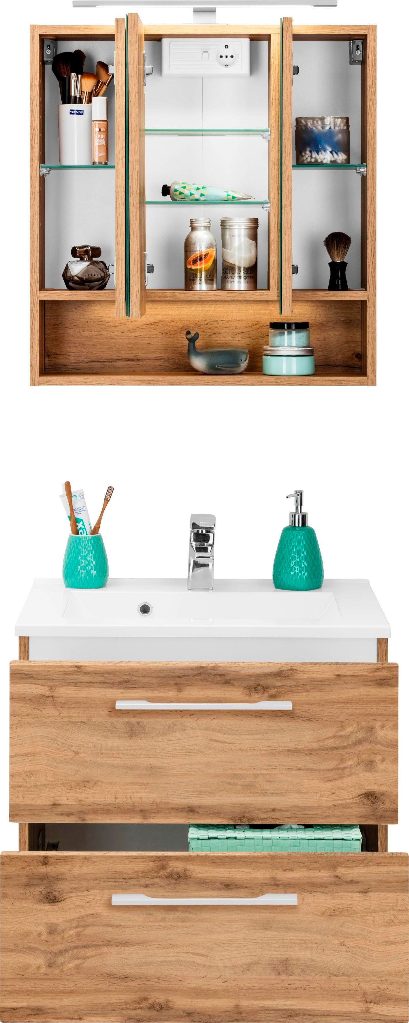 HELD MÖBEL Badmöbel-Set Soria, (2-St), Waschtisch Breite 60 cm, Spiegelschrank