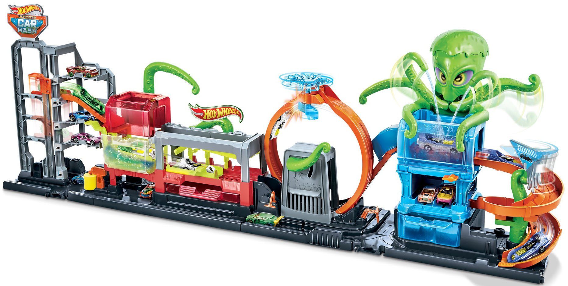 Hot Wheels Spiel-Gebäude Color Reveal Autowaschanlage, inkl. 1 Farbwechsel-Spielzeugauto