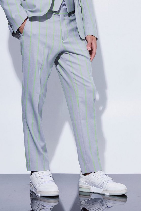 Slim-Fit Anzughose mit breiten Streifen