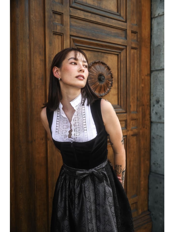 Edelnice Midi Dirndl Evi Samt Schwarz in schwarz günstig kaufen