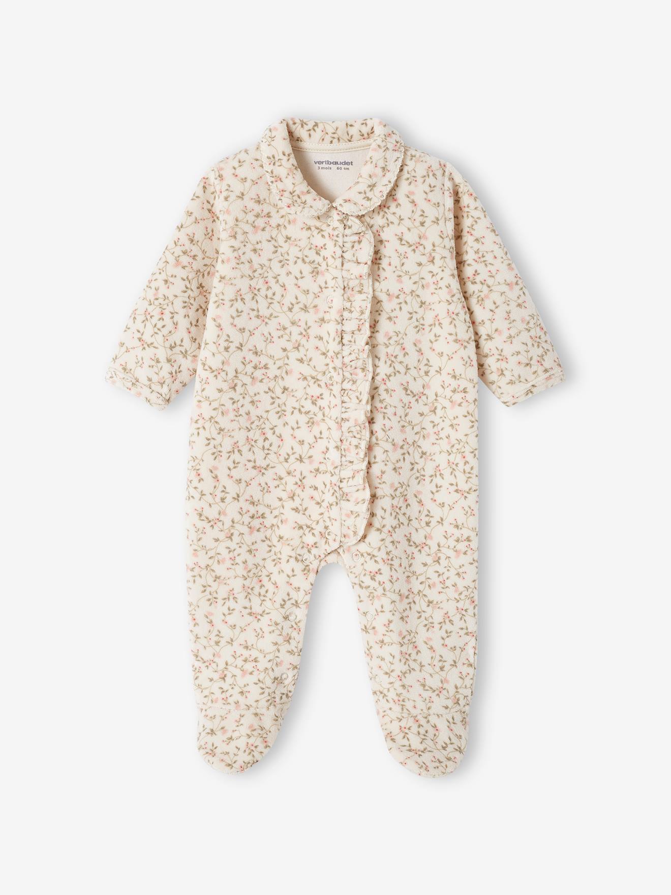Vertbaudet 2er-Pack Mädchen Baby Samt-Strampler Oeko-Tex - wollweiß