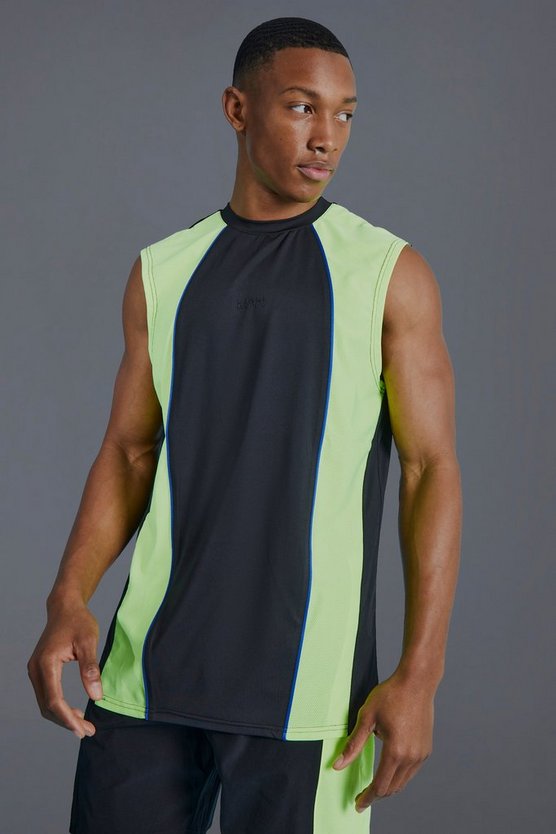 Man Active Muscle-Fit Colorblock Tanktop