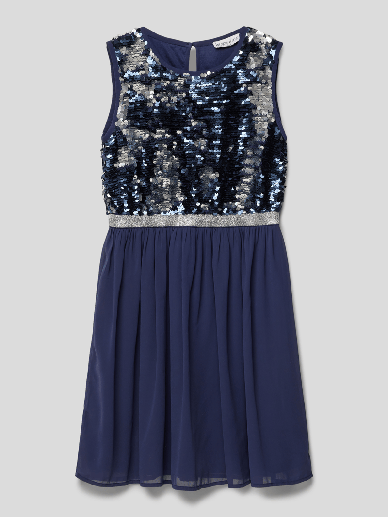 Kleid mit Wendepailletten in marineblau