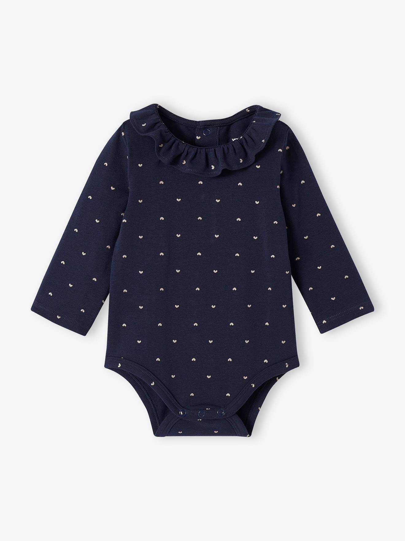 Lot de 2 bodies bébé col claudine manches longues marine