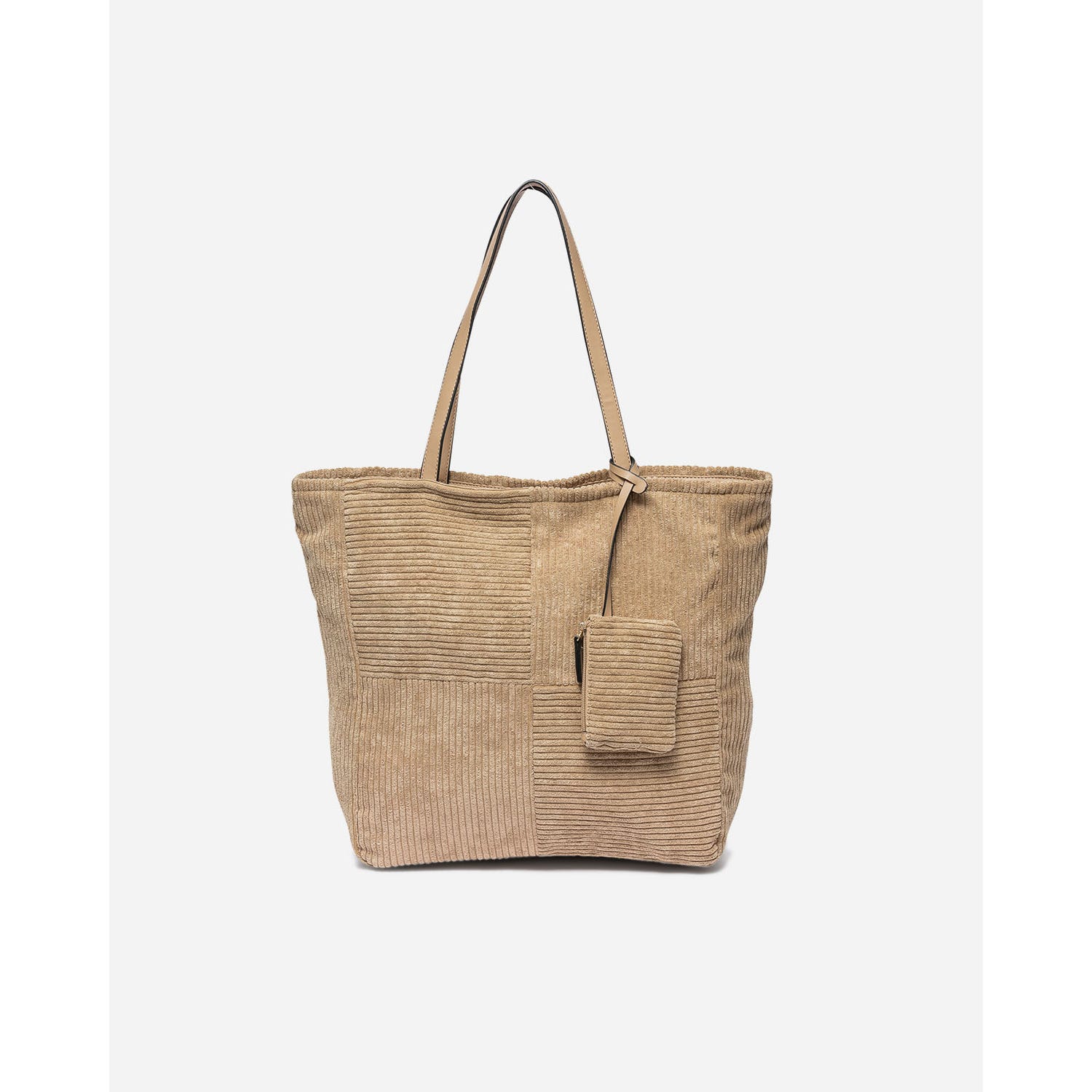Sac cabas camel en velours côtelé