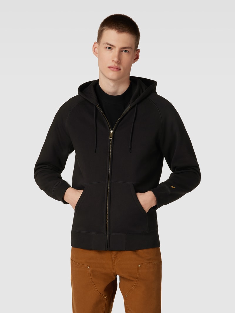 Sweatjacke mit Logo-Stitching Modell 'CHASE' in schwarz