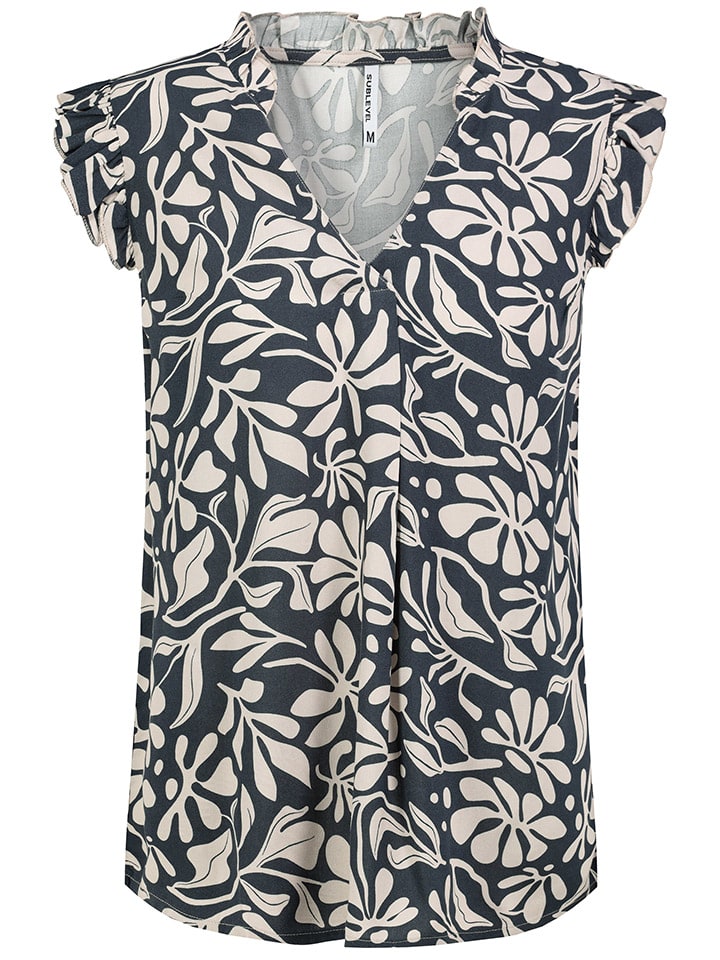 Sublevel Bluse in Dunkelblau/ Creme günstig kaufen
