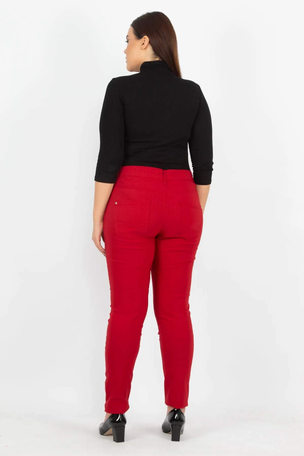 Şans  Damen-Hose, große Größe, weinrot, mit Reißverschluss, detailliert, 65n20932
