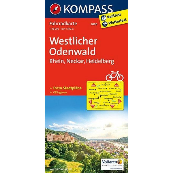 Westlicher Odenwald - Rhein - Neckar - Heidelberg 1 : 70 000 - Fahrradkarte