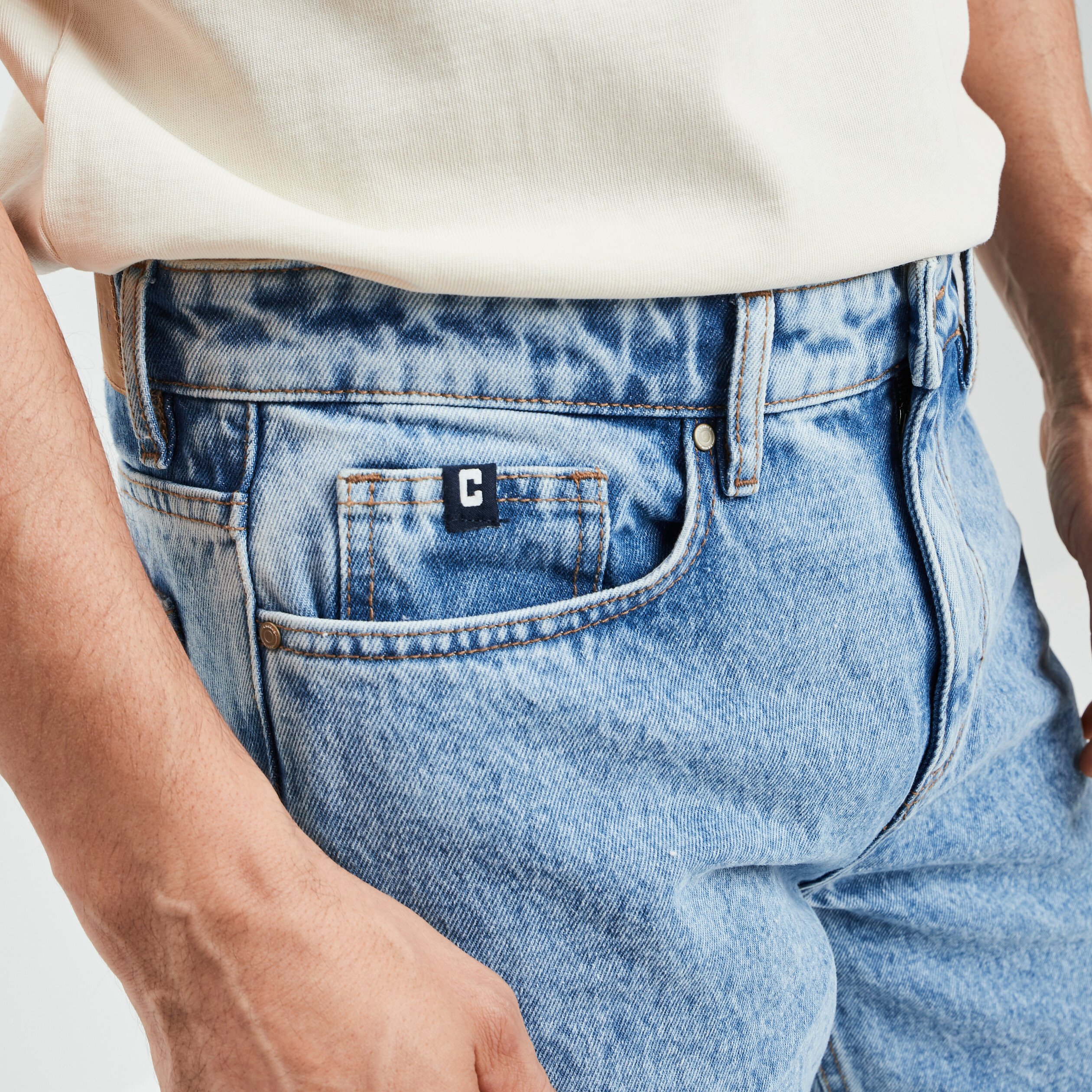 Jeans regular denim bleach homme | La Halle
