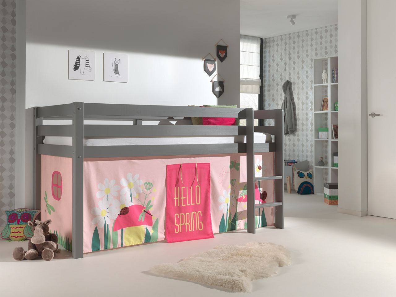 VIPACK Spielbett Pino mit Textilset Vorhang 