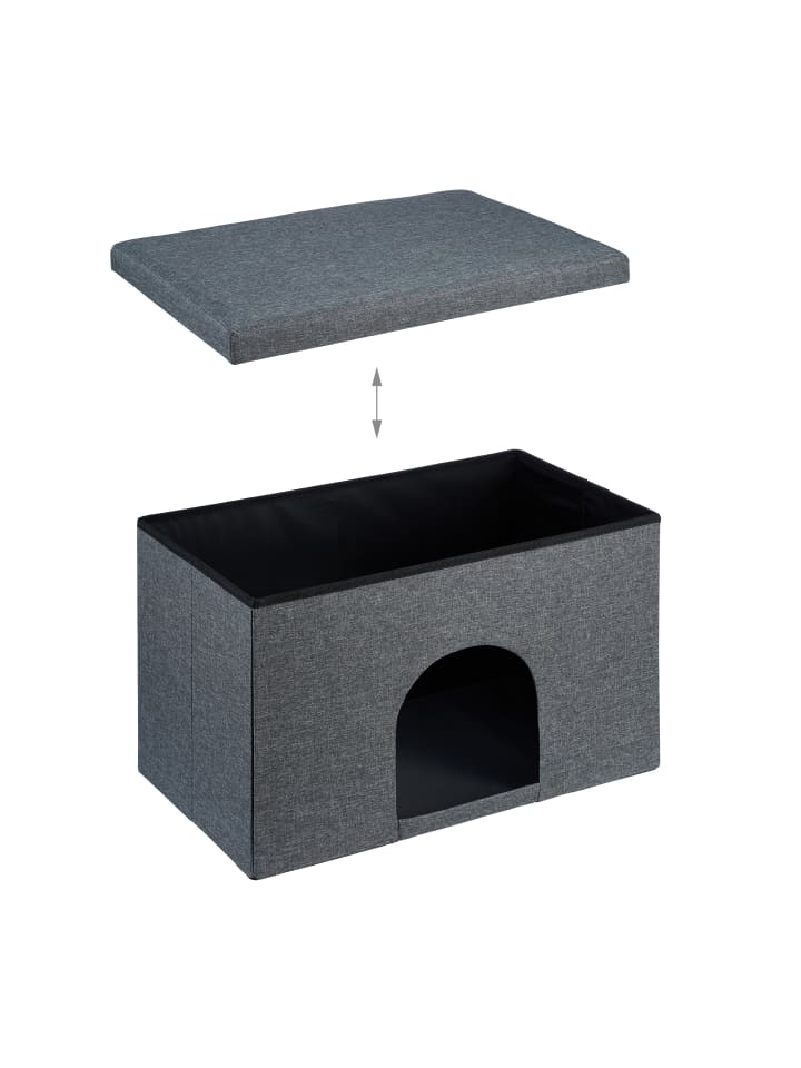 relaxdays Katzenhöhle in Grau -  (B)64,5 x (H)38,5 x (T)37,5 cm günstig kaufen onesize